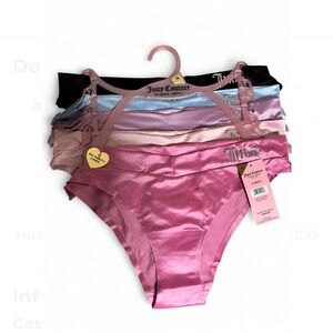 New Juicy Couture Vibrant Satin Shiny Panty Pink Lilac Black Blue5Pack-Medium
